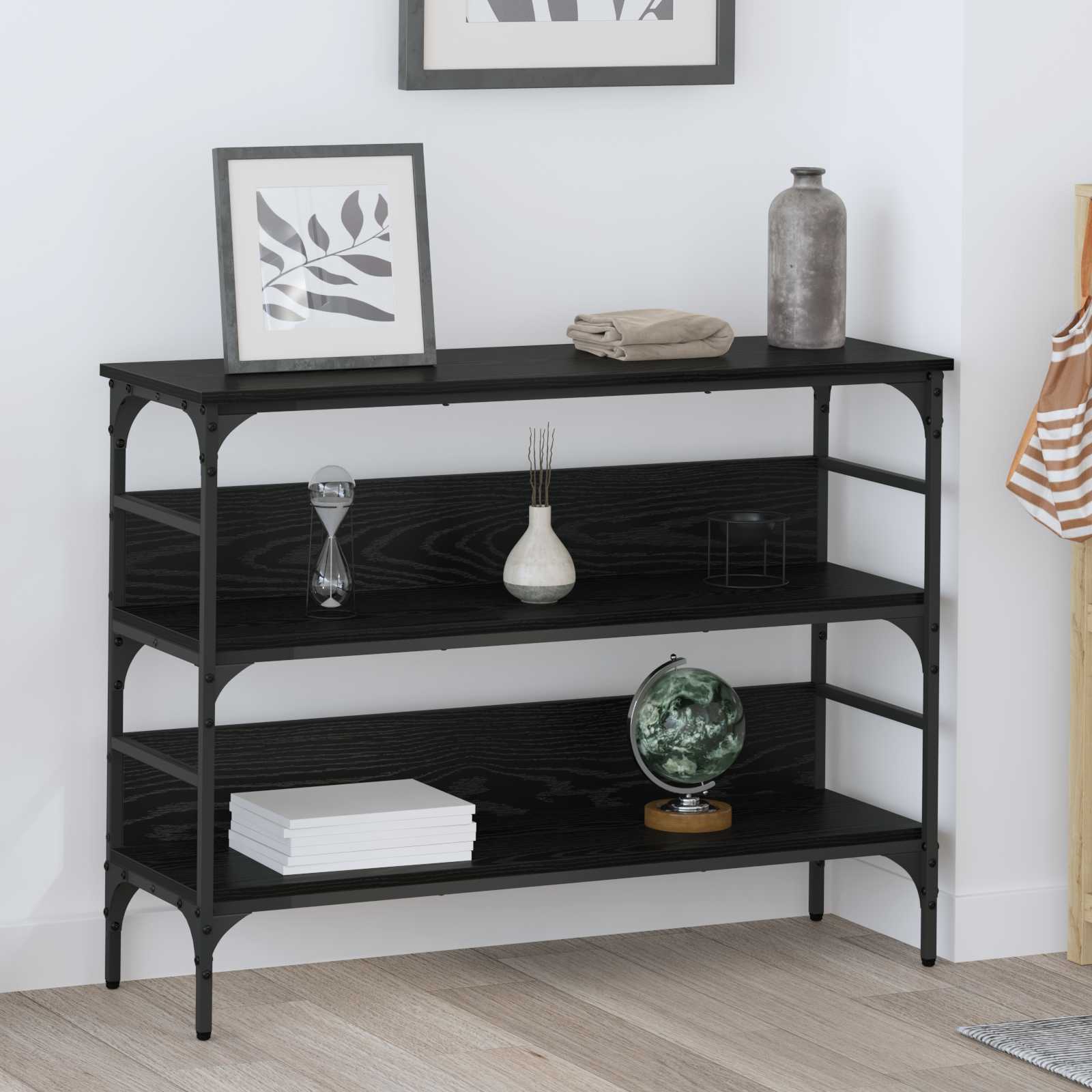 vidaXL Konsola Czarny dąb 100 x 32 x 75 cm Materiał drewnopochodny