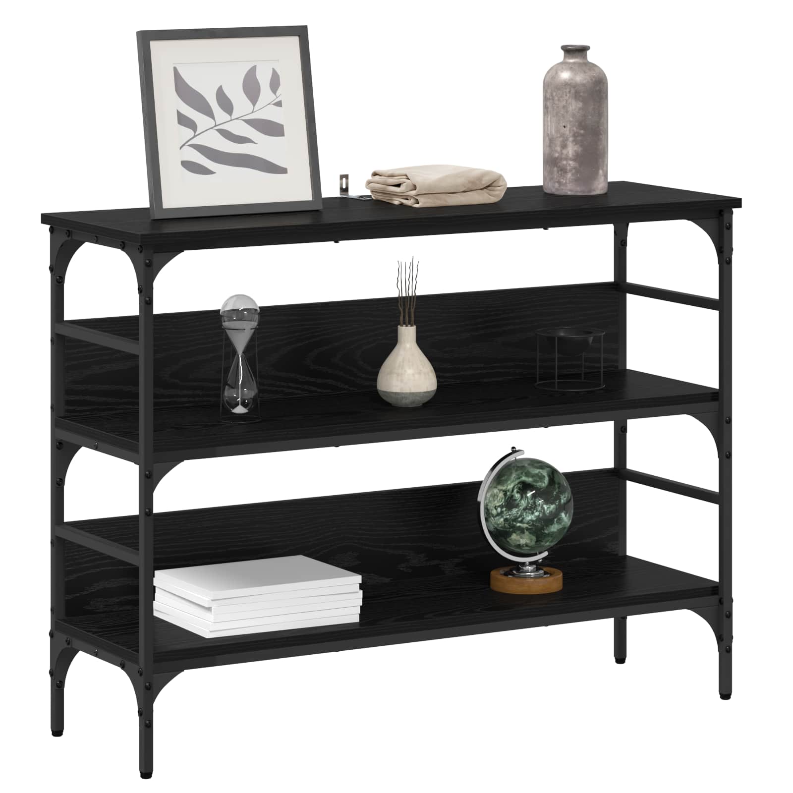 vidaXL Konsola Czarny dąb 100 x 32 x 75 cm Materiał drewnopochodny