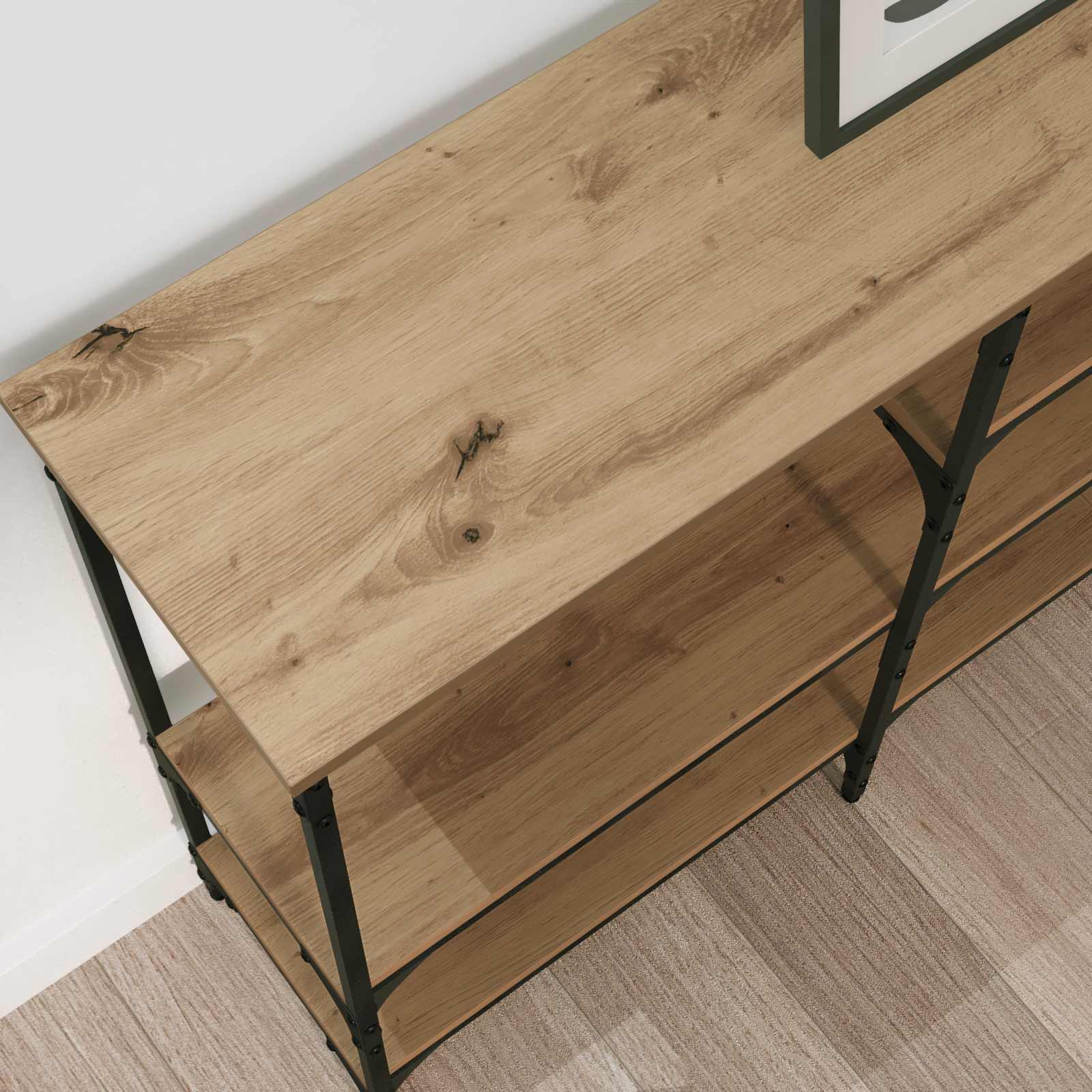 vidaXL Konsola dąb artisan 160 x 29 x 80 cm Materiał drewnopochodny