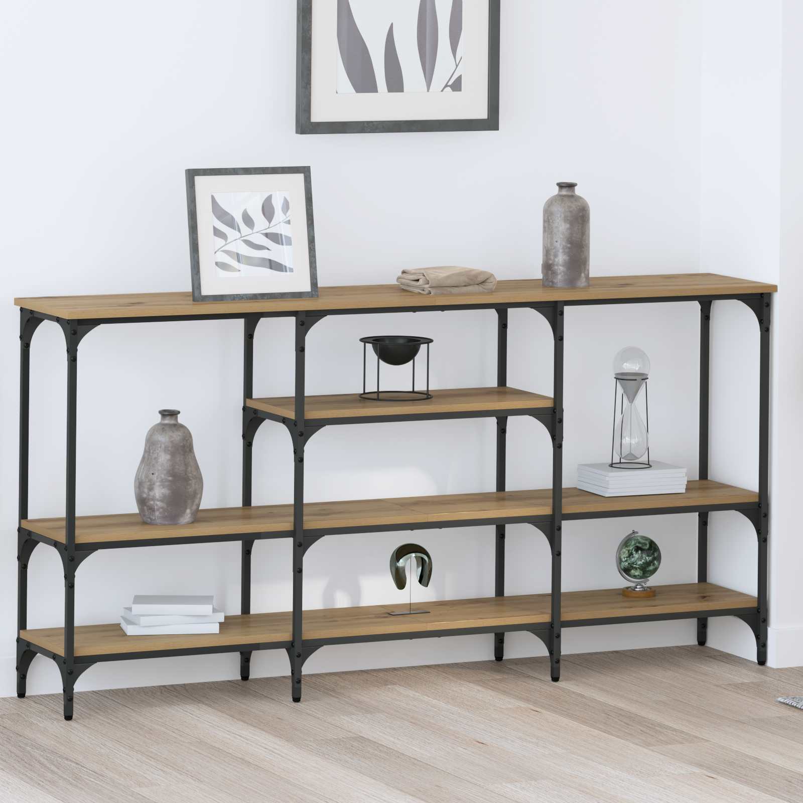 vidaXL Konsola dąb artisan 160 x 29 x 80 cm Materiał drewnopochodny