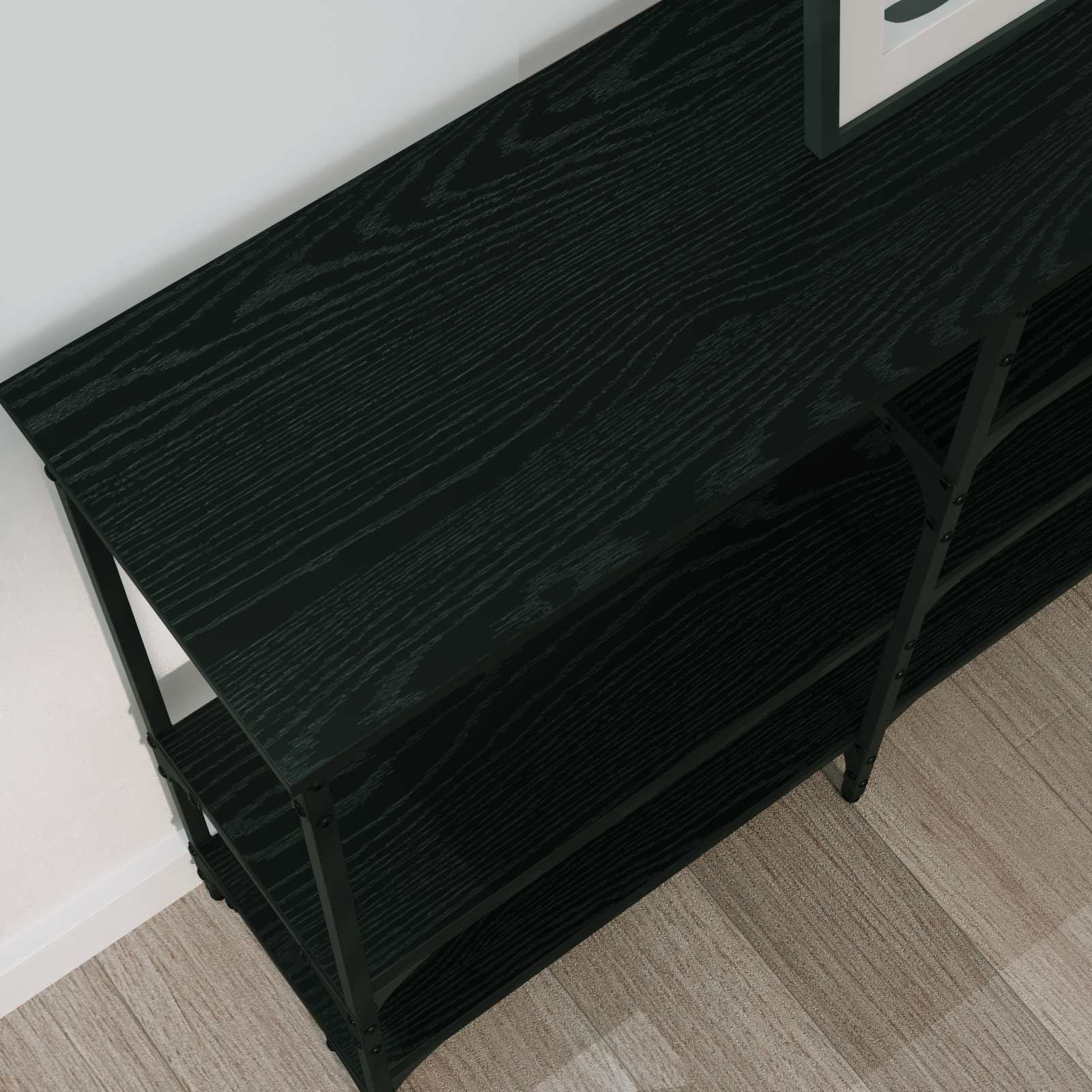 vidaXL Konsola Czarny dąb 160 x 29 x 80 cm Materiał drewnopochodny