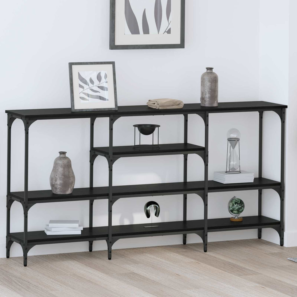 vidaXL Konsola Czarny dąb 160 x 29 x 80 cm Materiał drewnopochodny