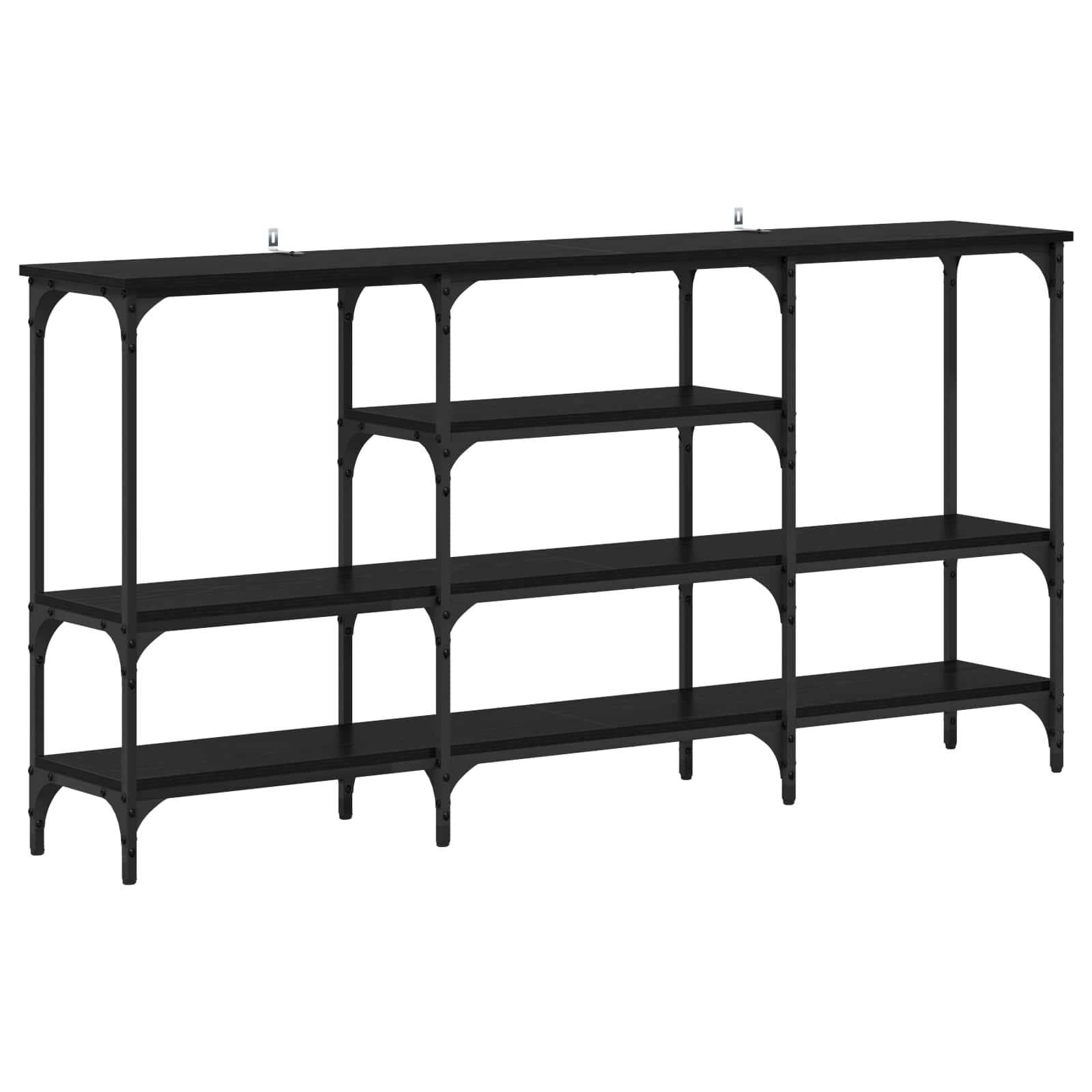 vidaXL Konsola Czarny dąb 160 x 29 x 80 cm Materiał drewnopochodny