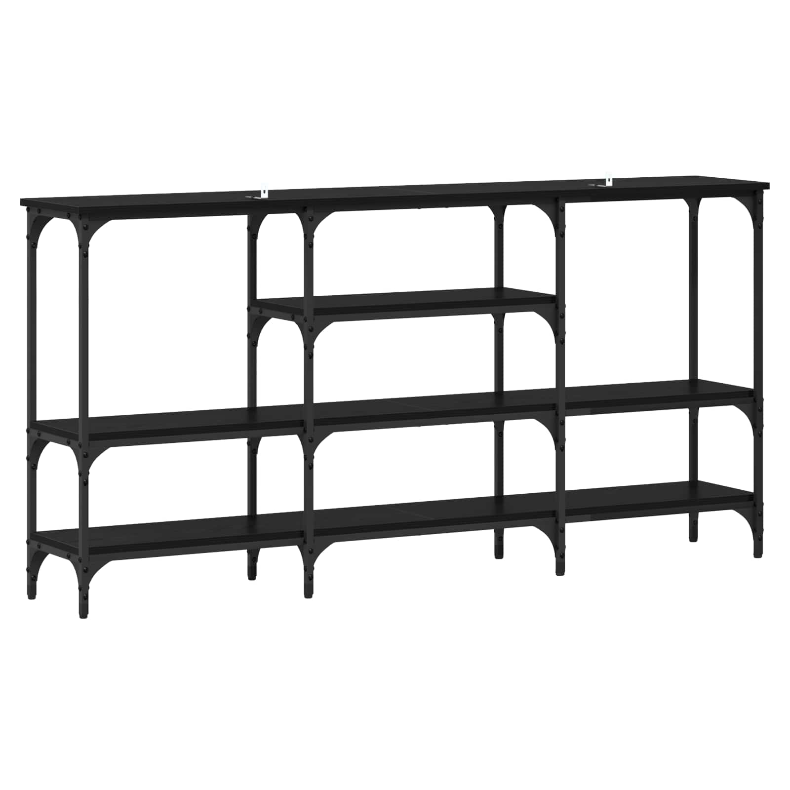 vidaXL Konsola Czarny dąb 160 x 29 x 80 cm Materiał drewnopochodny