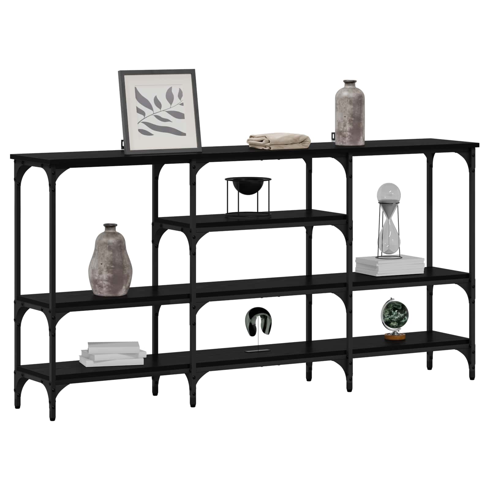 vidaXL Konsola Czarny dąb 160 x 29 x 80 cm Materiał drewnopochodny