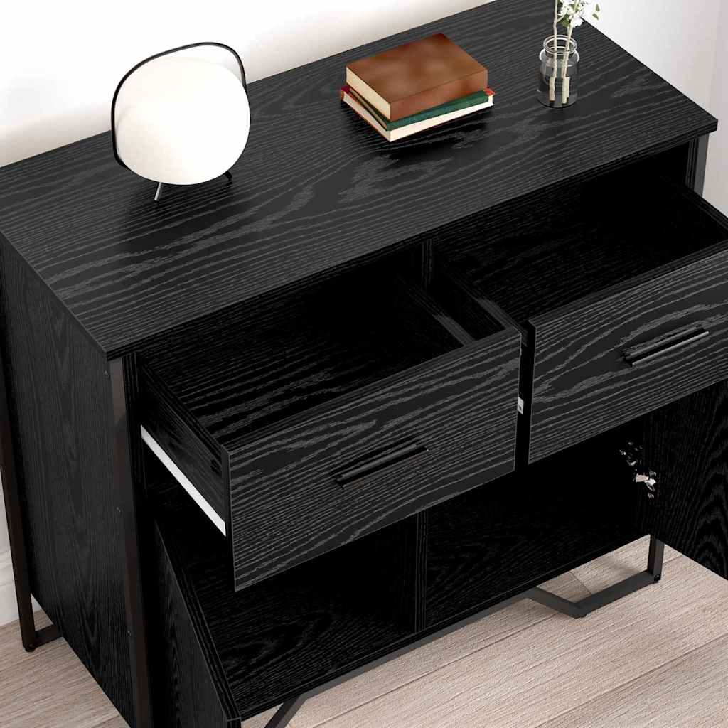 vidaXL Bufet z szufladą Czarny Dąb 79,5 x 35,5 x 74,5 cm