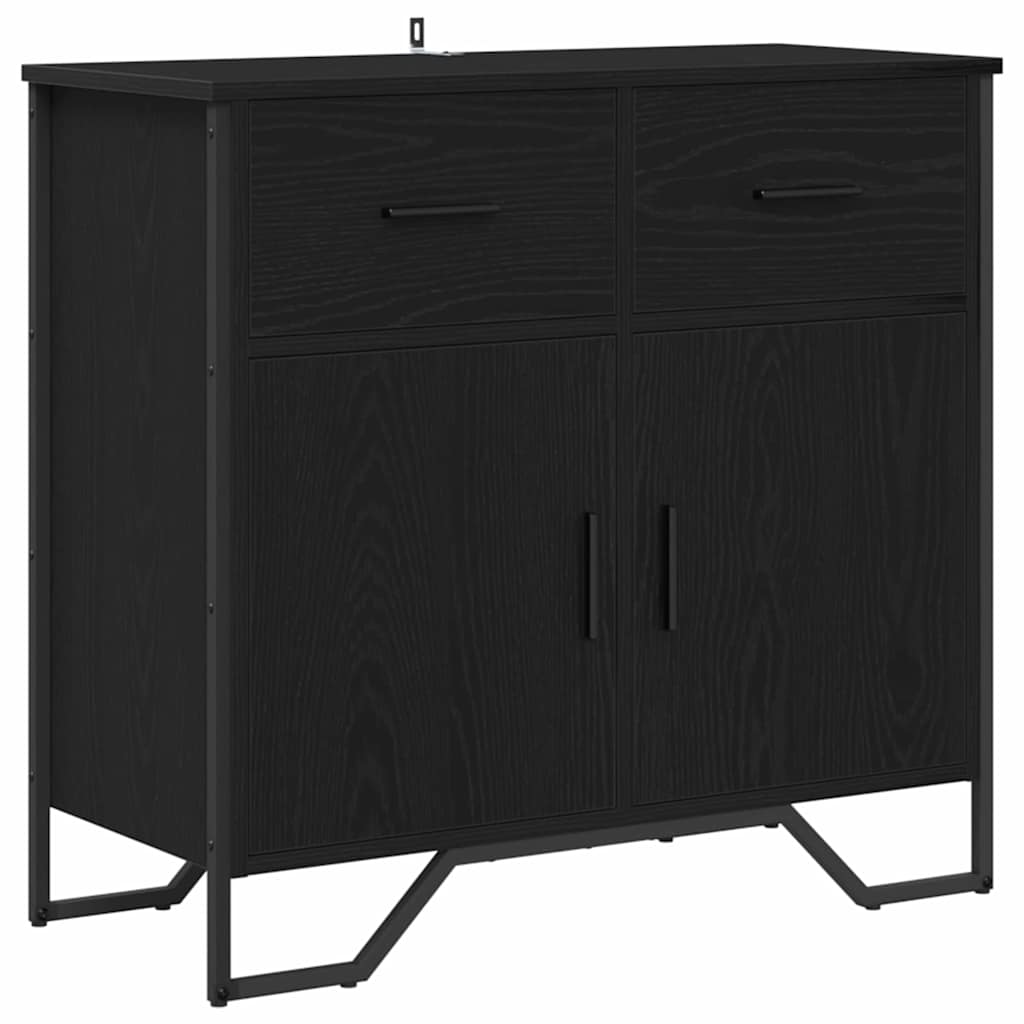 vidaXL Bufet z szufladą Czarny Dąb 79,5 x 35,5 x 74,5 cm