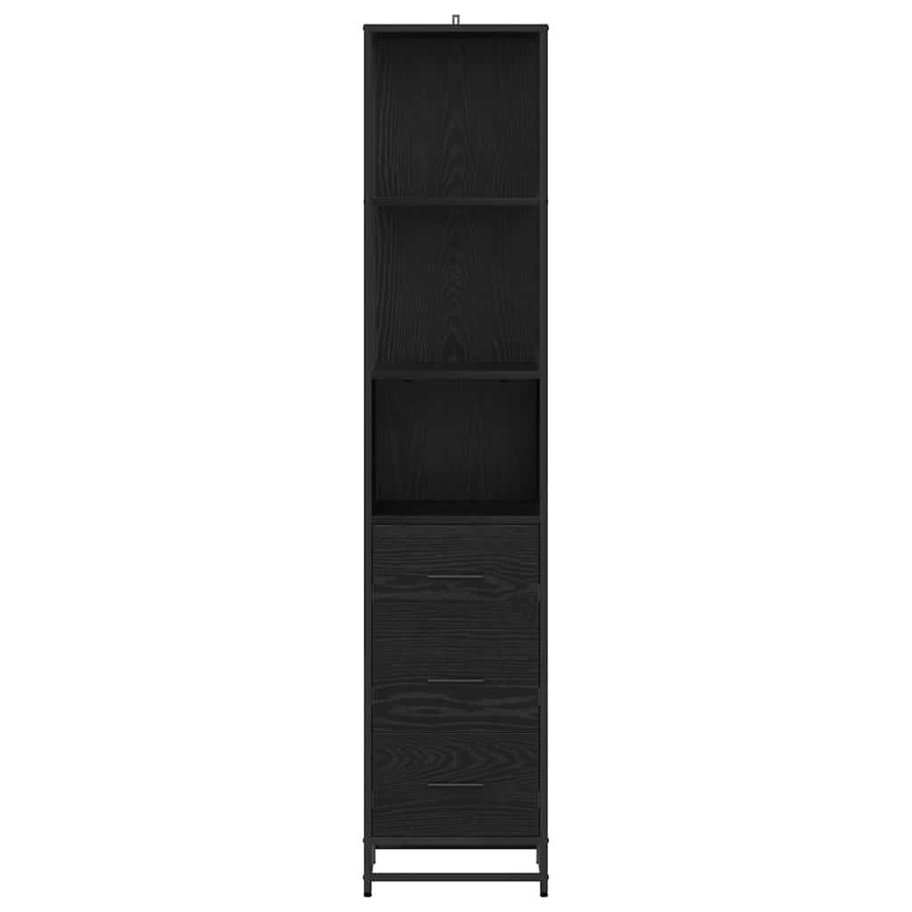 vidaXL Zestaw mebli łazienkowych z półką Czarny Dąb 35 x 37,5 x 166 cm