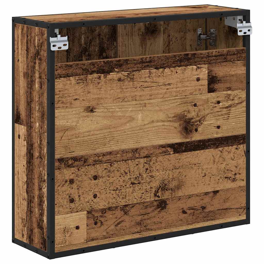 vidaXL Półka ścienna z półką z drzwiami Stare drewno 65 x 20 x 60 cm