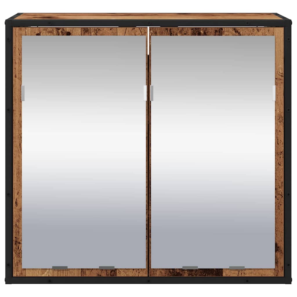 vidaXL Półka ścienna z półką z drzwiami Stare drewno 65 x 20 x 60 cm