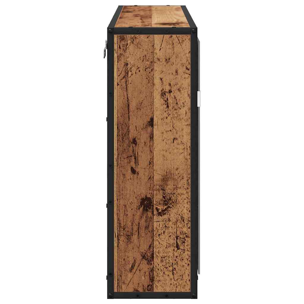 vidaXL Półka ścienna z półką z drzwiami Stare drewno 65 x 20 x 60 cm