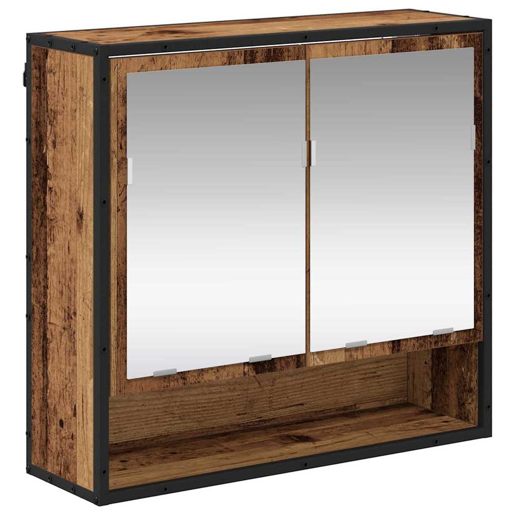 vidaXL Półka ścienna z półką z drzwiami Stare drewno 65 x 20 x 60 cm