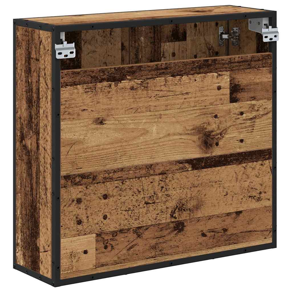 vidaXL Półka ścienna z półką z drzwiami Stare drewno 65 x 20 x 60 cm