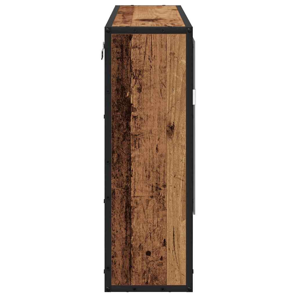 vidaXL Półka ścienna z półką z drzwiami Stare drewno 65 x 20 x 60 cm