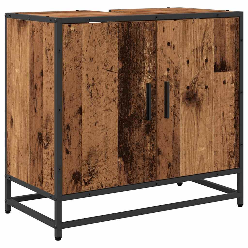 vidaXL Szafka pod umywalkę z drzwiami Stare drewno 65 x 33 x 60 cm