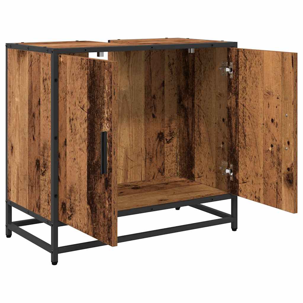 vidaXL Szafka pod umywalkę z drzwiami Stare drewno 65 x 33 x 60 cm