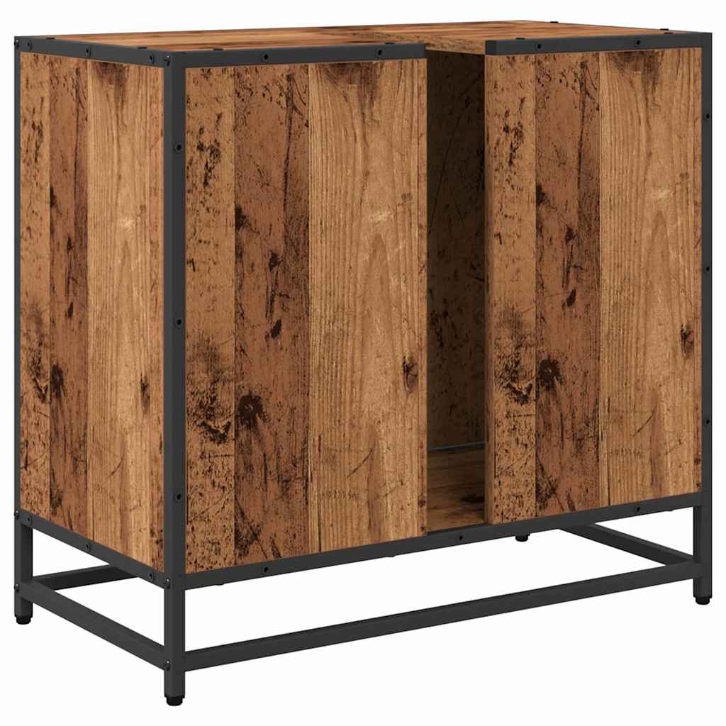 vidaXL Szafka pod umywalkę z drzwiami Stare drewno 65 x 33 x 60 cm