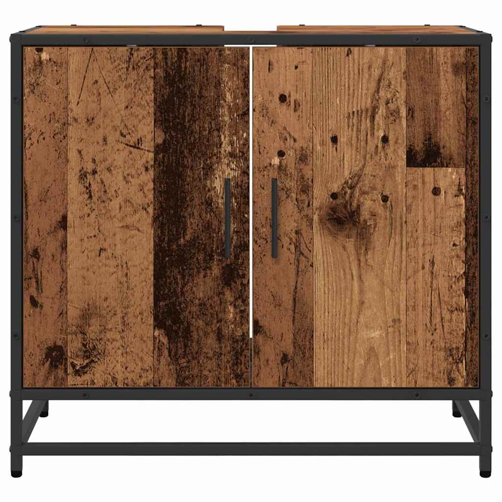 vidaXL Szafka pod umywalkę z drzwiami Stare drewno 65 x 33 x 60 cm