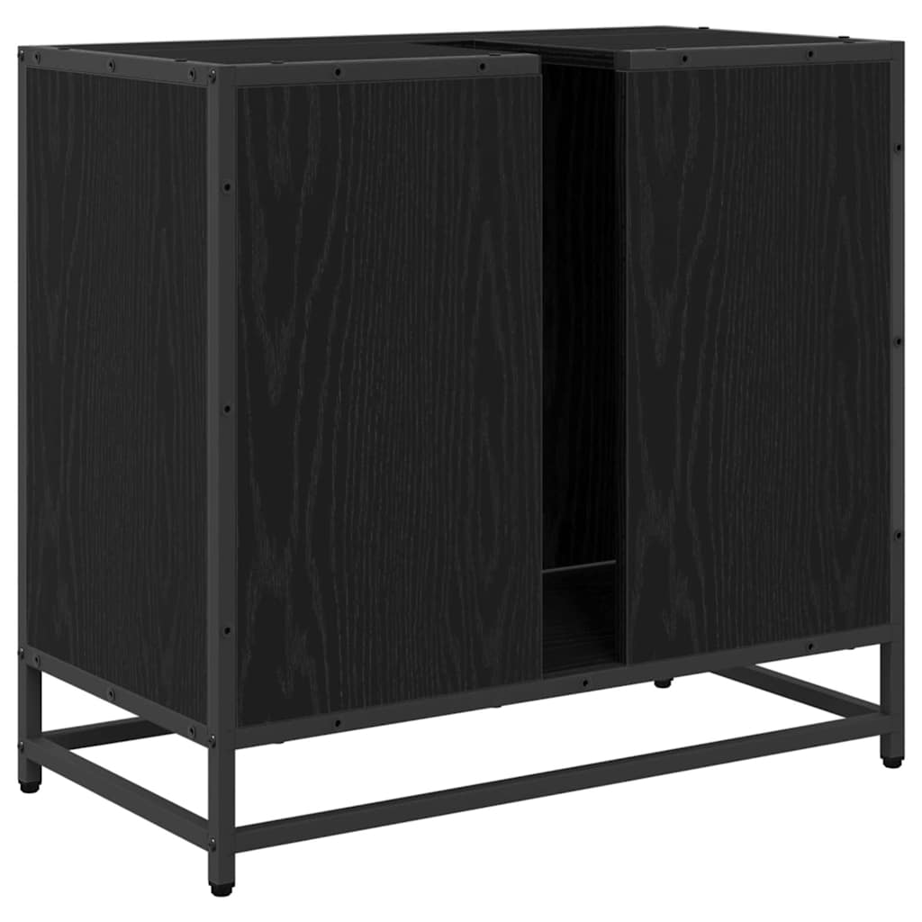 vidaXL Szafka pod umywalkę z drzwiami Czarny Dąb 65 x 33 x 60 cm