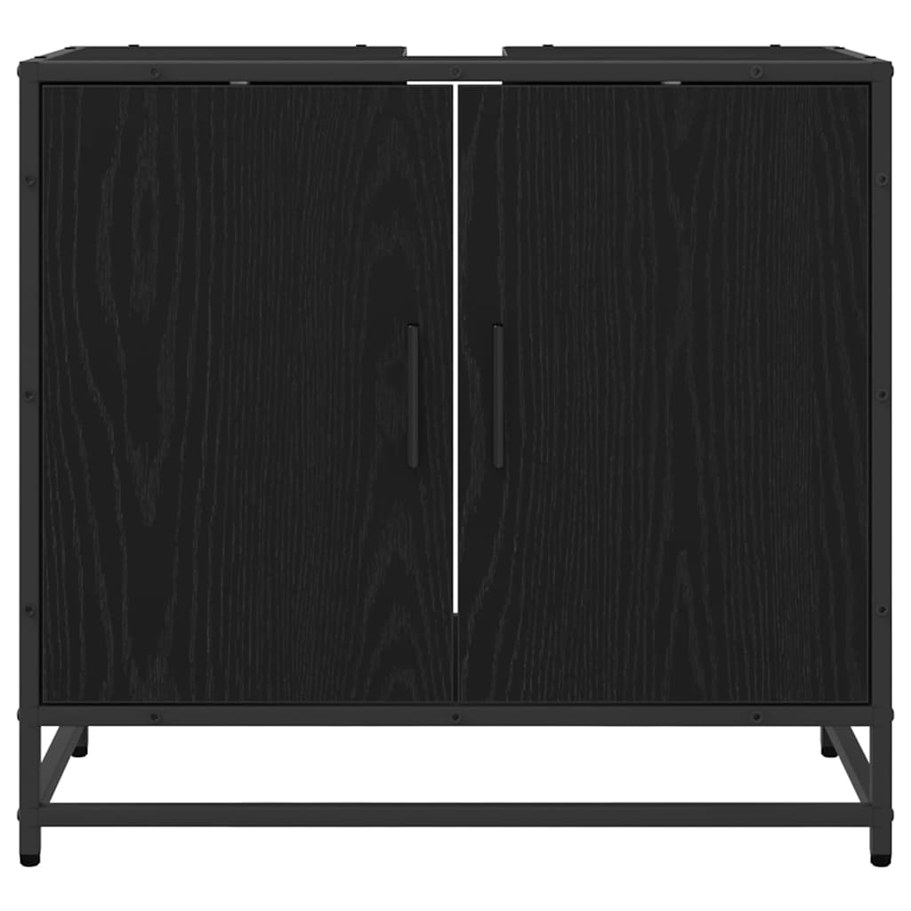 vidaXL Szafka pod umywalkę z drzwiami Czarny Dąb 65 x 33 x 60 cm