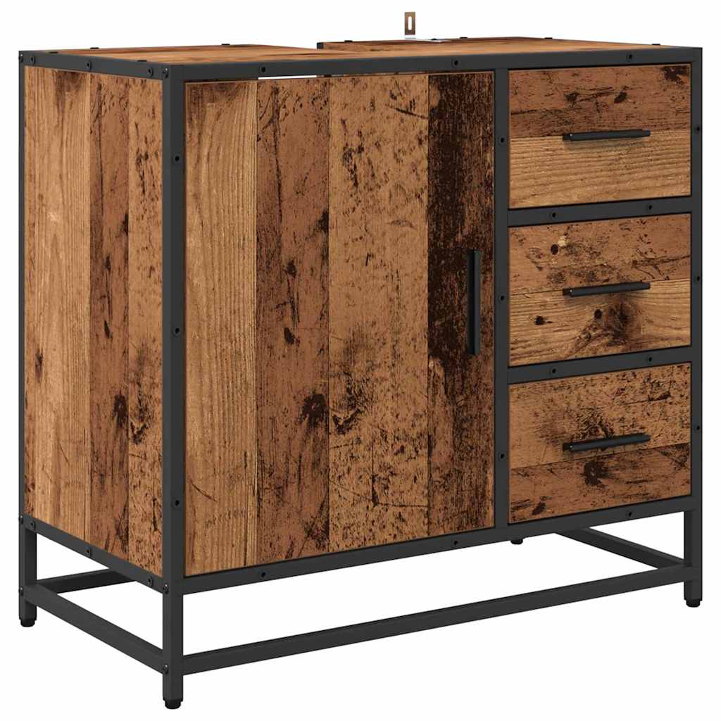vidaXL Szafka Łazienkowa z szufladą Stare drewno 65 x 33 x 60 cm
