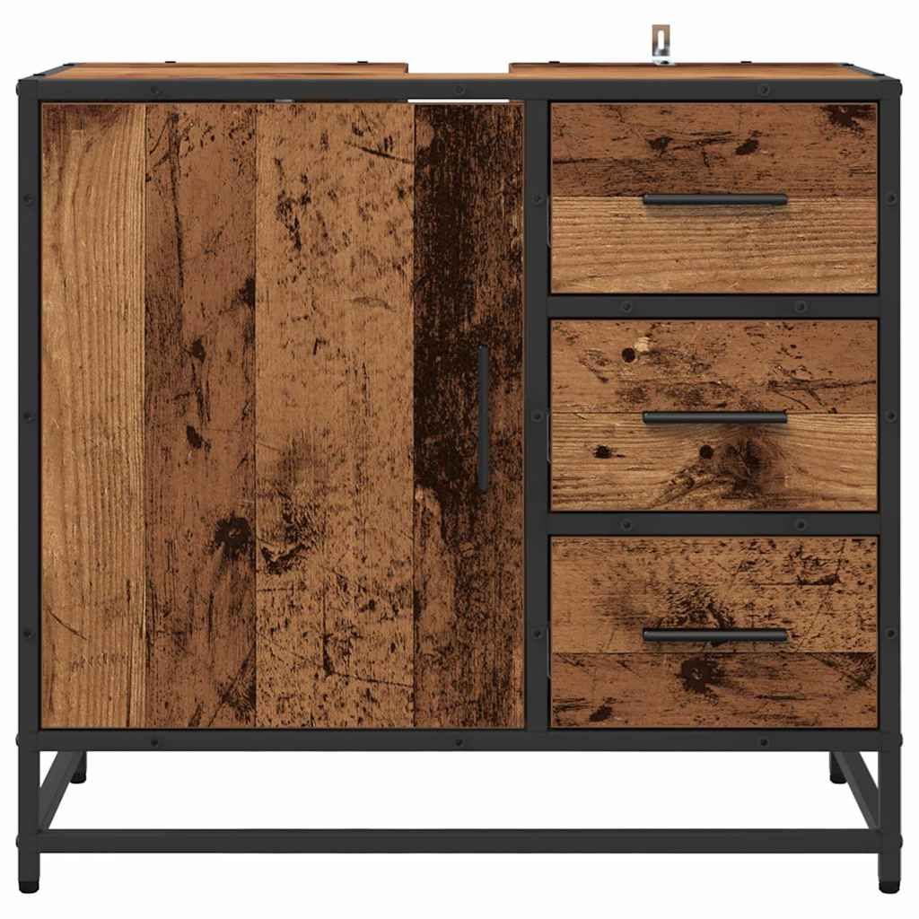 vidaXL Szafka Łazienkowa z szufladą Stare drewno 65 x 33 x 60 cm