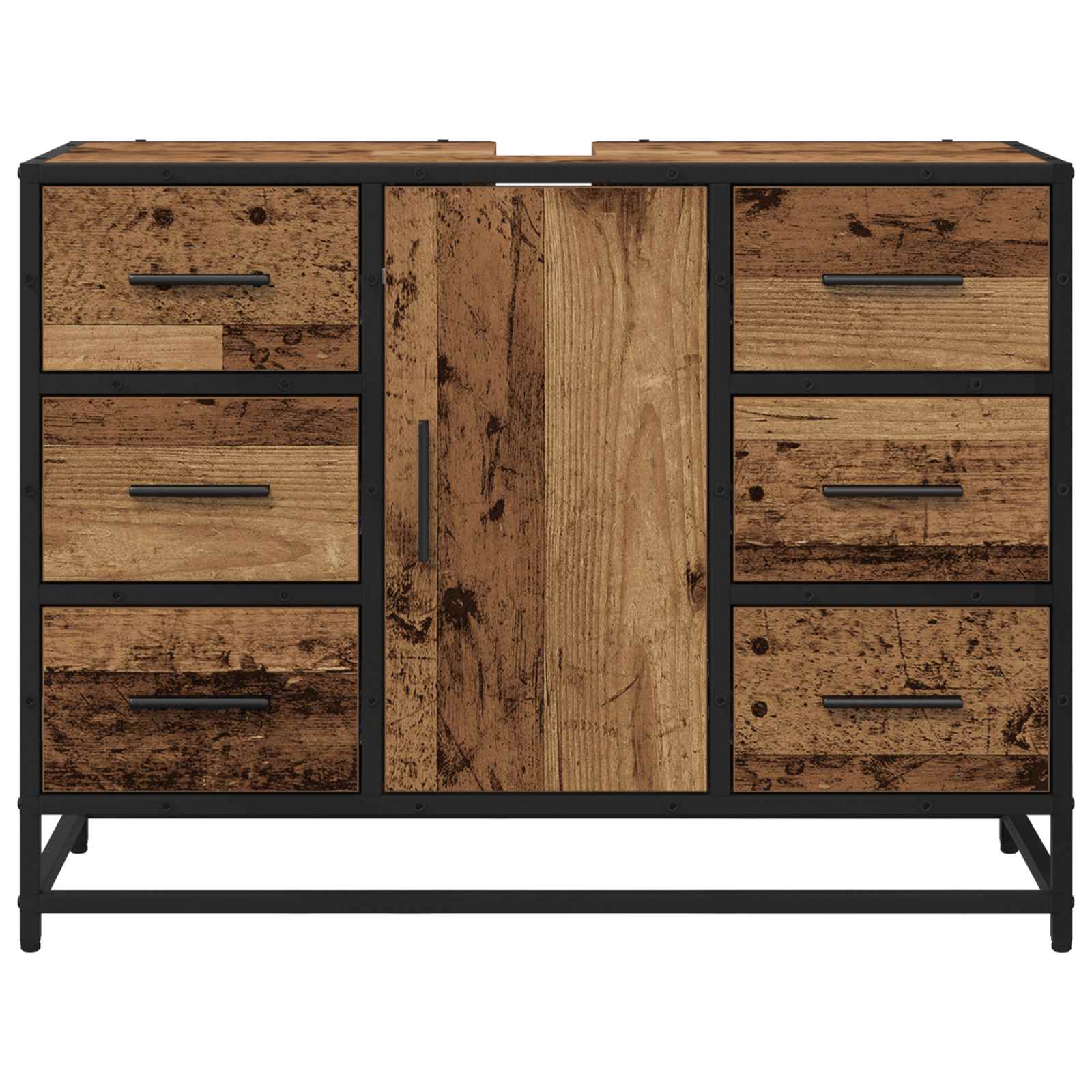 vidaXL Szafka Łazienkowa z szufladą Stare drewno 80 x 33 x 60 cm