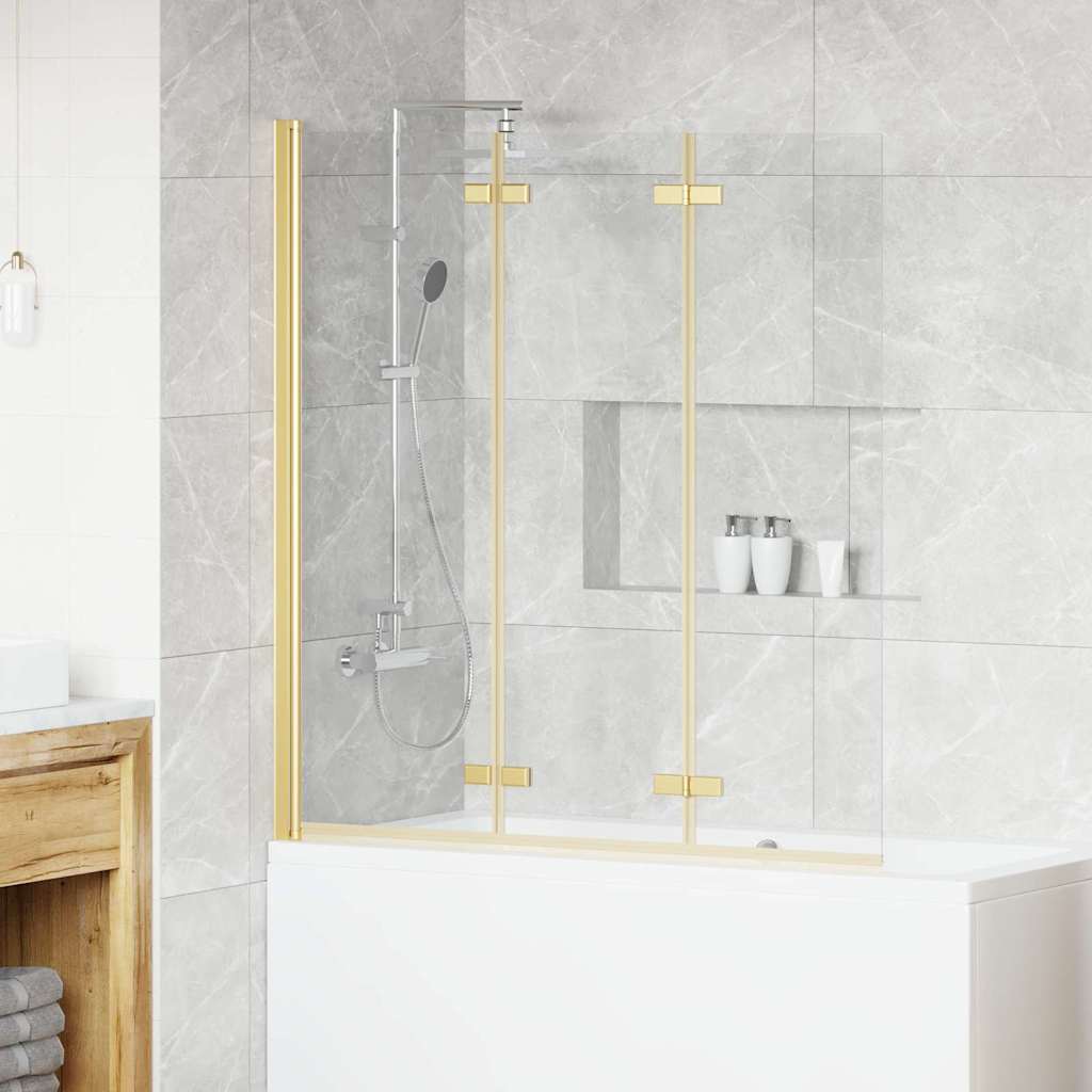 vidaXL Osłona prysznicowa złoty 130 x 138 cm Szkło ESG i aluminium