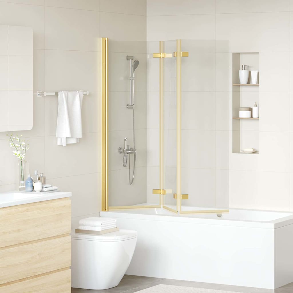 vidaXL Osłona prysznicowa złoty 130 x 138 cm Szkło ESG i aluminium