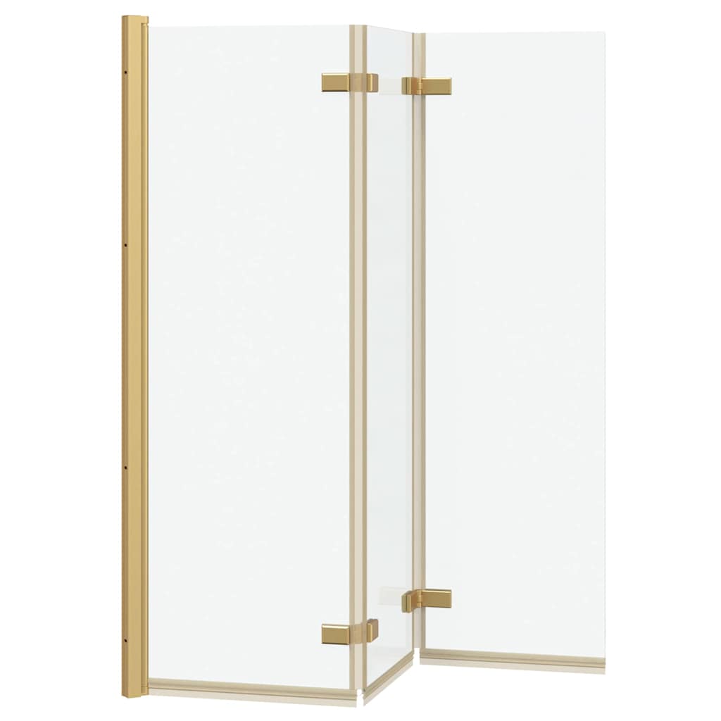 vidaXL Osłona prysznicowa złoty 130 x 138 cm Szkło ESG i aluminium