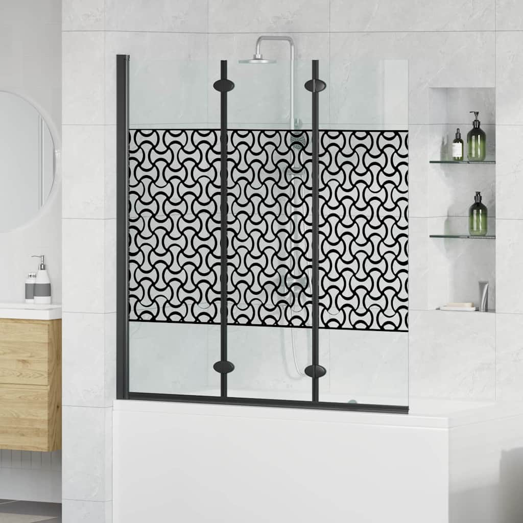 vidaXL Osłona prysznicowa Czarny i przezroczysty 130 x 130 cm