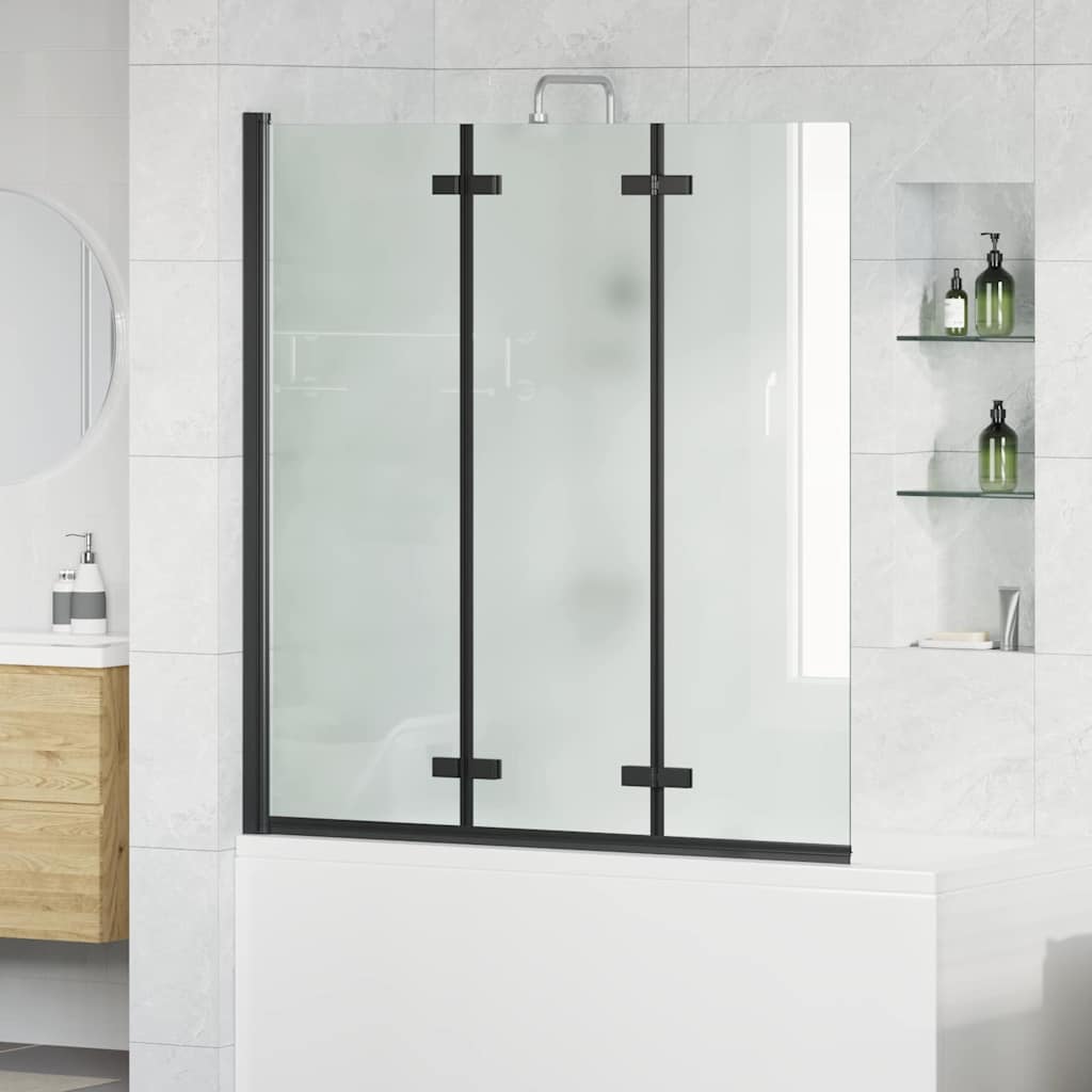 vidaXL Osłona prysznicowa Czarny 130 x 138 cm Szkło ESG i aluminium
