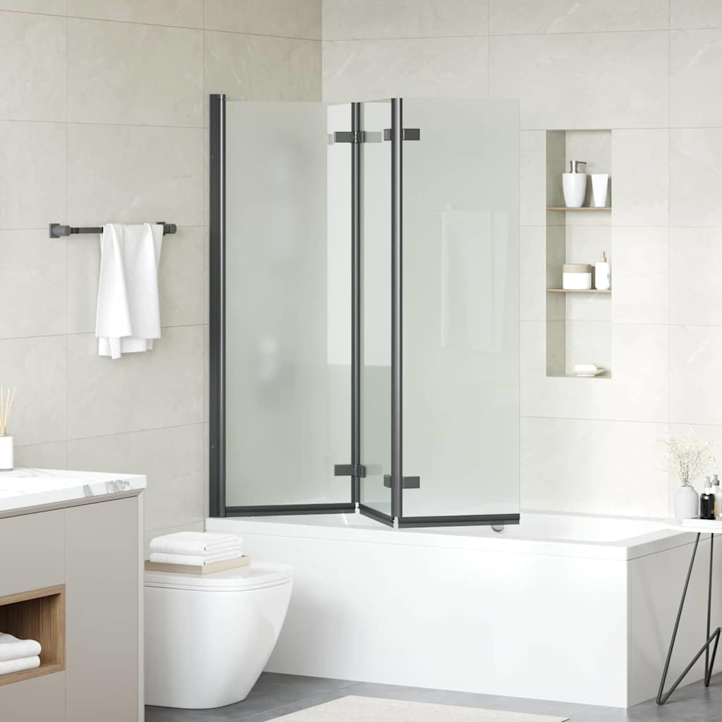 vidaXL Osłona prysznicowa Czarny 130 x 138 cm Szkło ESG i aluminium