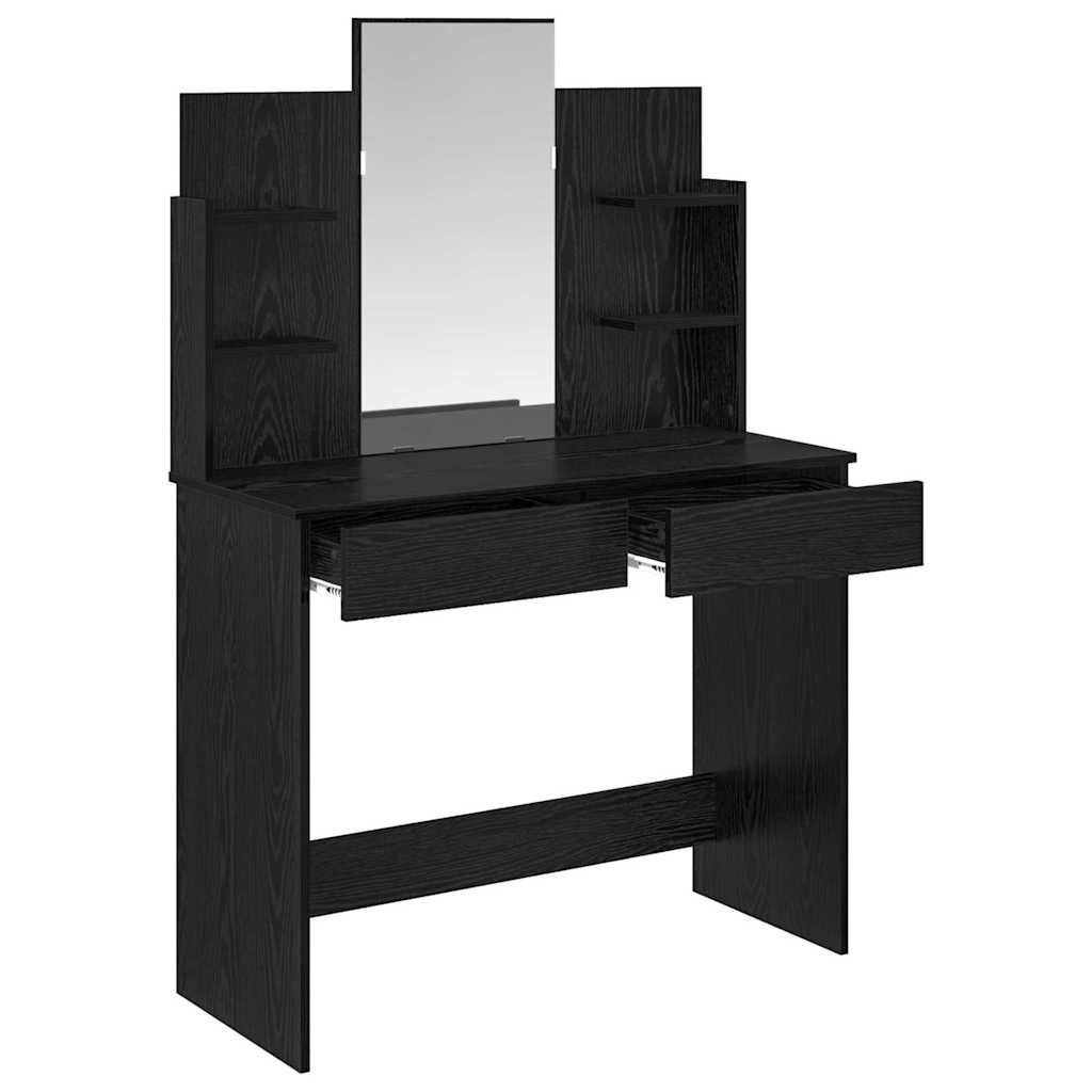 vidaXL Toaletka z lustrem z szufladą Czarny Dąb 96 x 39 x 142 cm