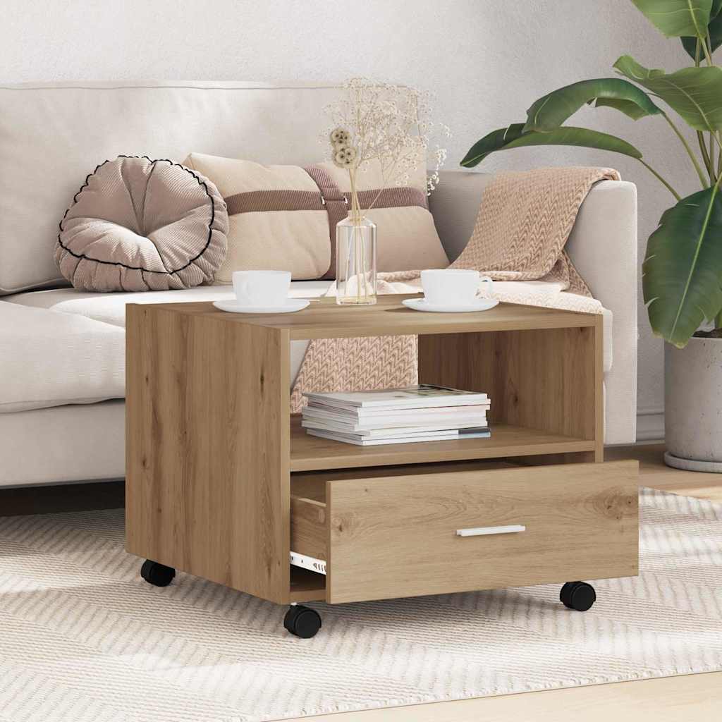 vidaXL Stolik kawowy z szufladą Dąb rzemieślniczy 55 x 55 x 45cm