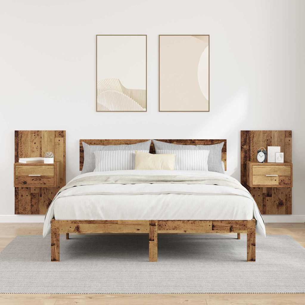 vidaXL Szafka Nocna z szufladą 2 pcs Stare drewno 50 x 32,5 x 80cm