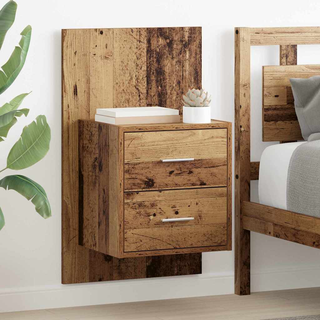 vidaXL Ścienny stolik nocny 2 pcs Stare drewno 48,5 x 32,5 x 80 cm