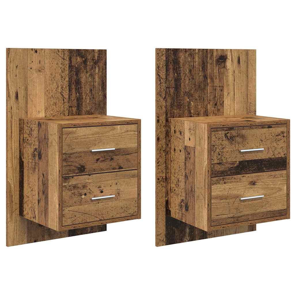 vidaXL Ścienny stolik nocny 2 pcs Stare drewno 48,5 x 32,5 x 80 cm