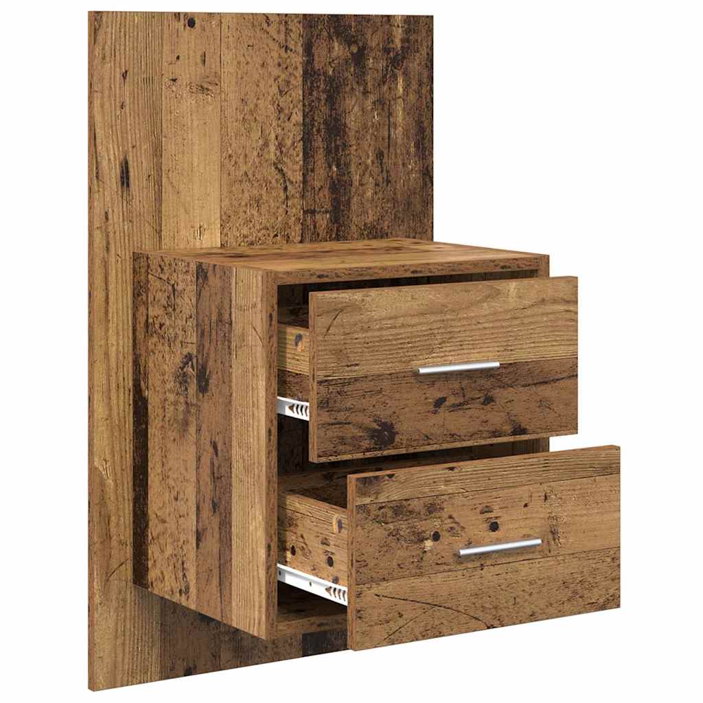 vidaXL Ścienny stolik nocny 2 pcs Stare drewno 48,5 x 32,5 x 80 cm