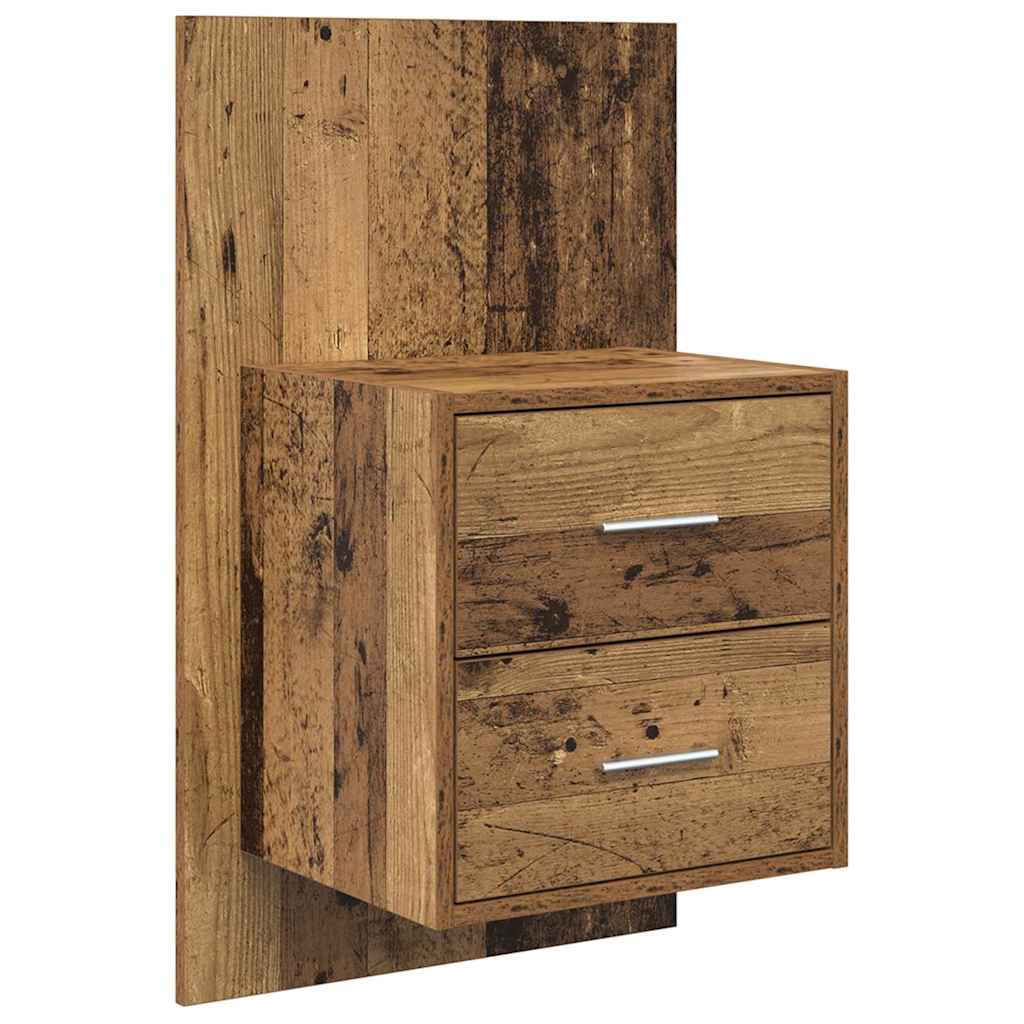 vidaXL Ścienny stolik nocny 2 pcs Stare drewno 48,5 x 32,5 x 80 cm