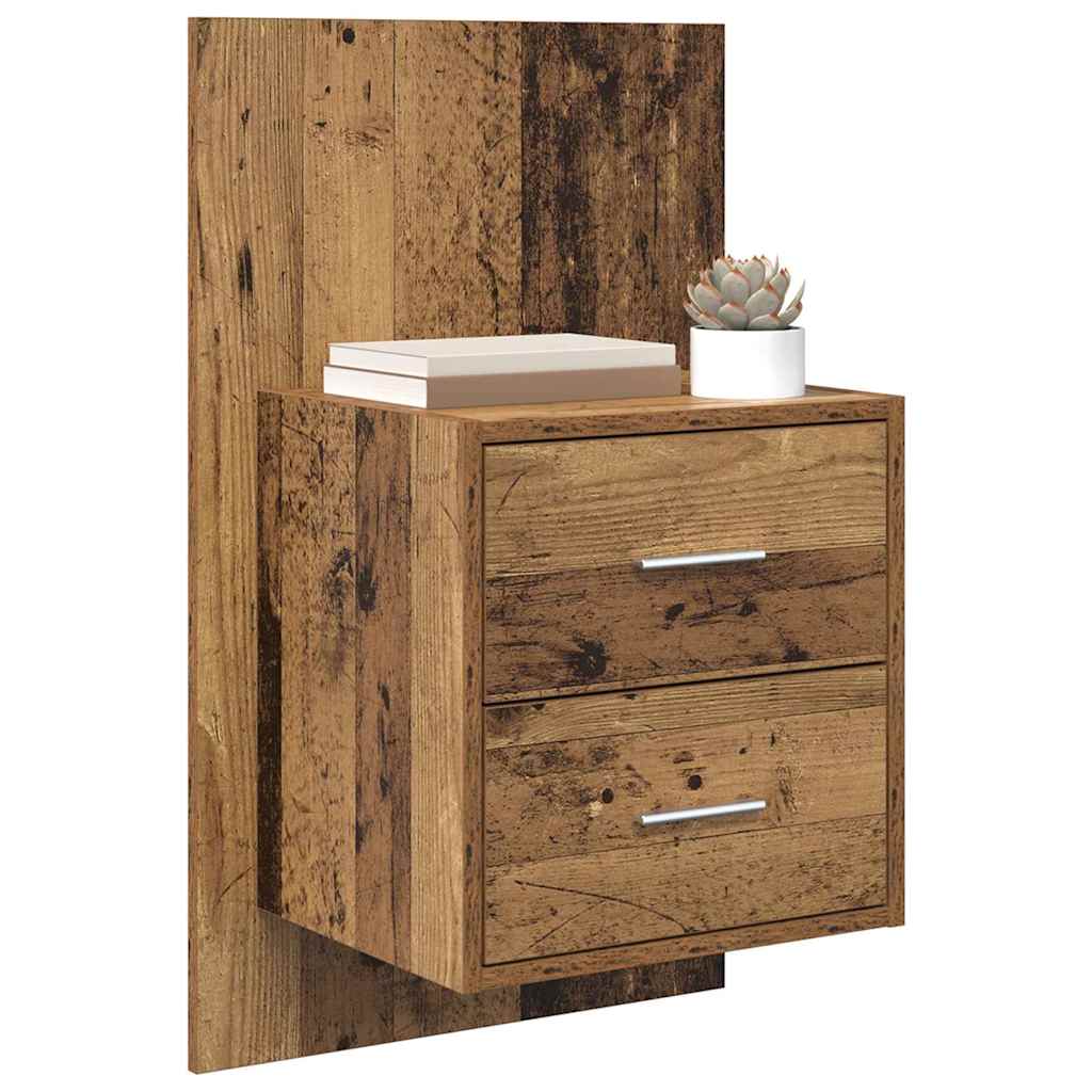 vidaXL Ścienny stolik nocny 2 pcs Stare drewno 48,5 x 32,5 x 80 cm