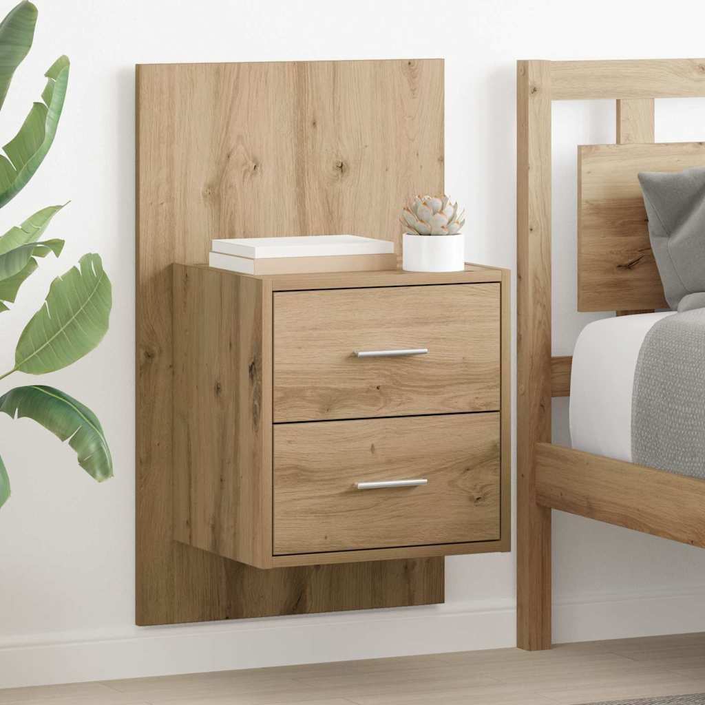 vidaXL Ścienny stolik nocny z szufladą 2 pcs Dąb rzemieślniczy