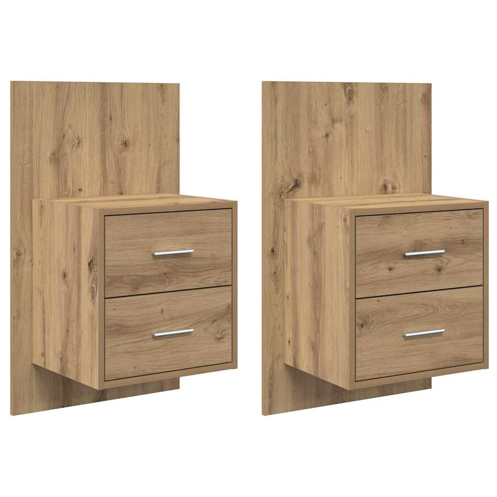vidaXL Ścienny stolik nocny z szufladą 2 pcs Dąb rzemieślniczy