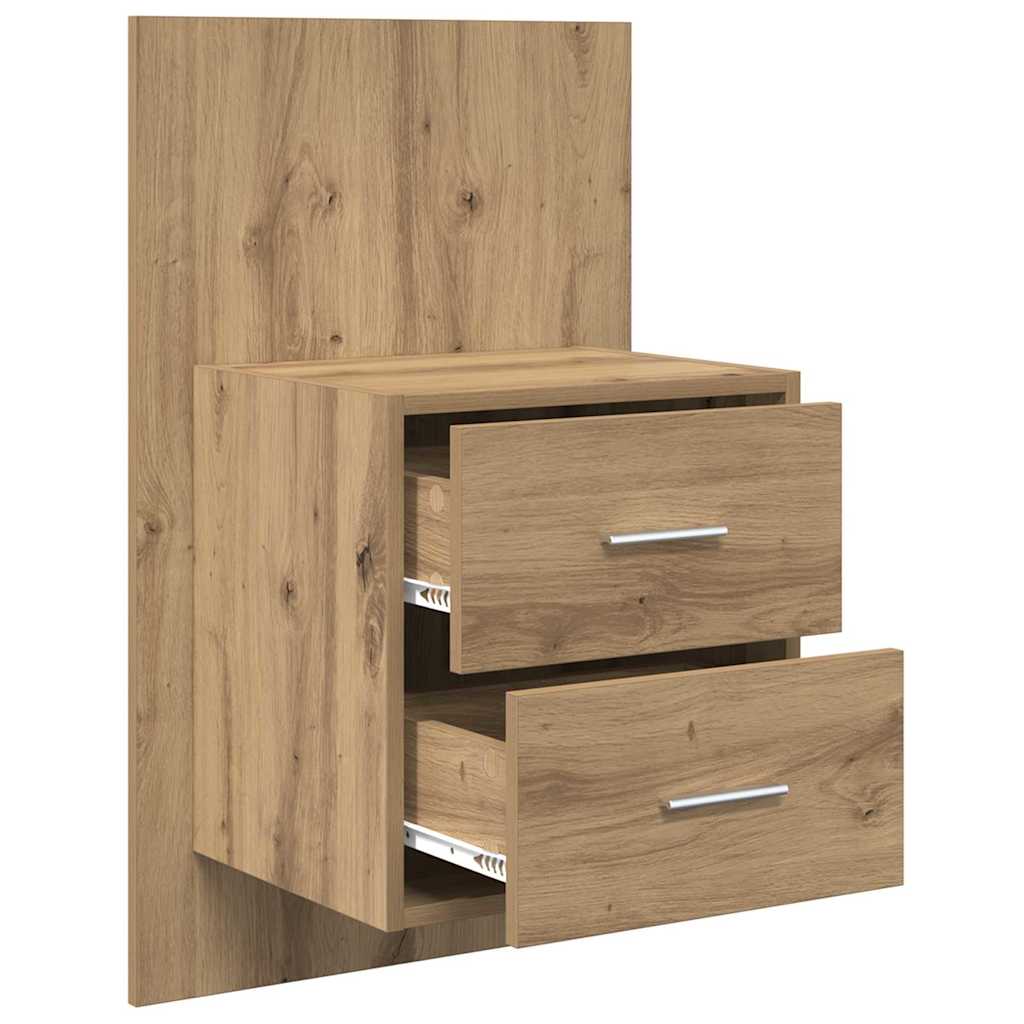 vidaXL Ścienny stolik nocny z szufladą 2 pcs Dąb rzemieślniczy