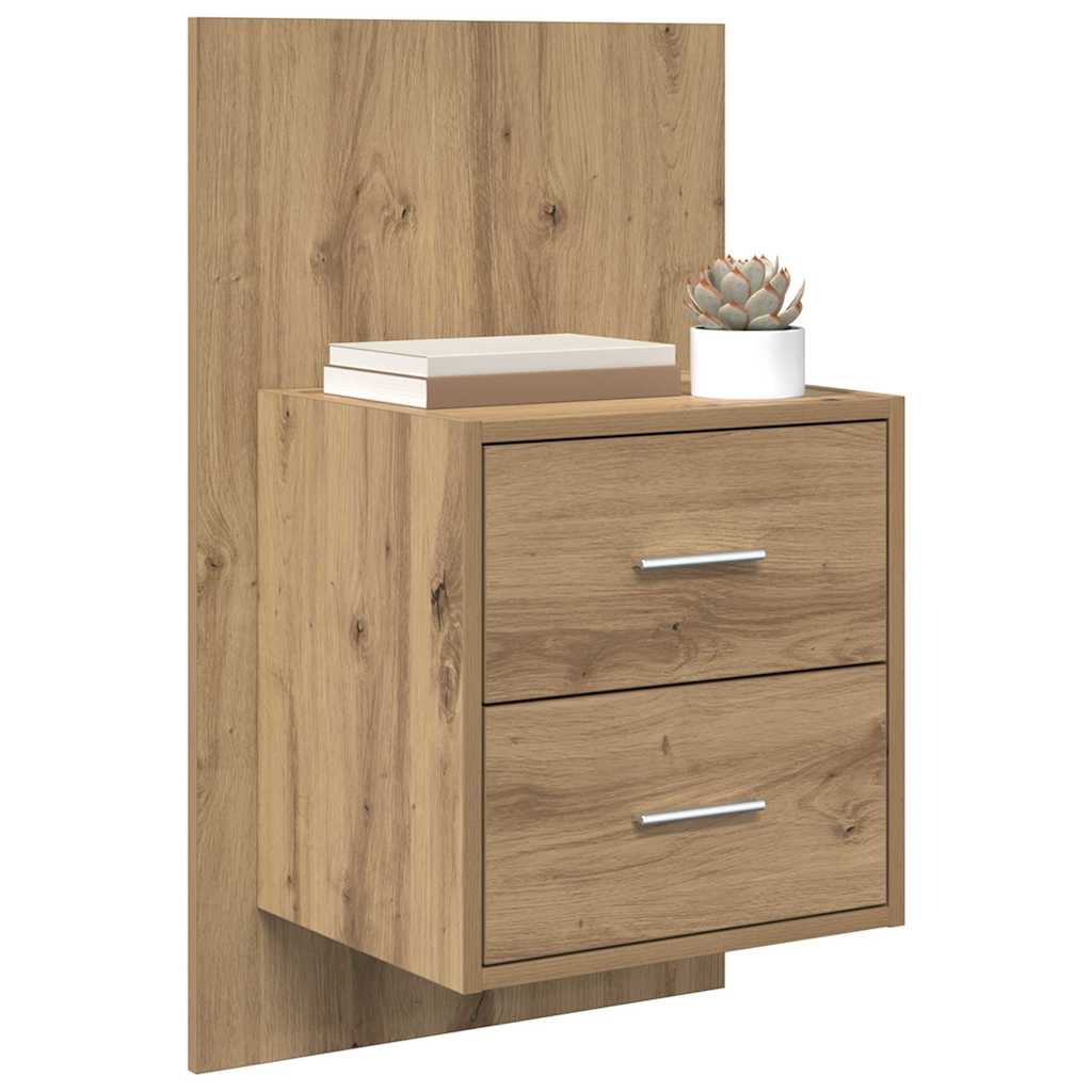 vidaXL Ścienny stolik nocny z szufladą 2 pcs Dąb rzemieślniczy