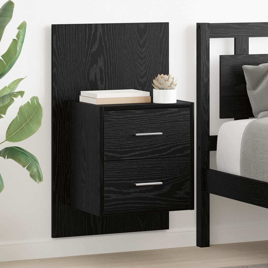 vidaXL Ścienny stolik nocny 2 pcs Czarny Dąb 48,5 x 32,5 x 80 cm