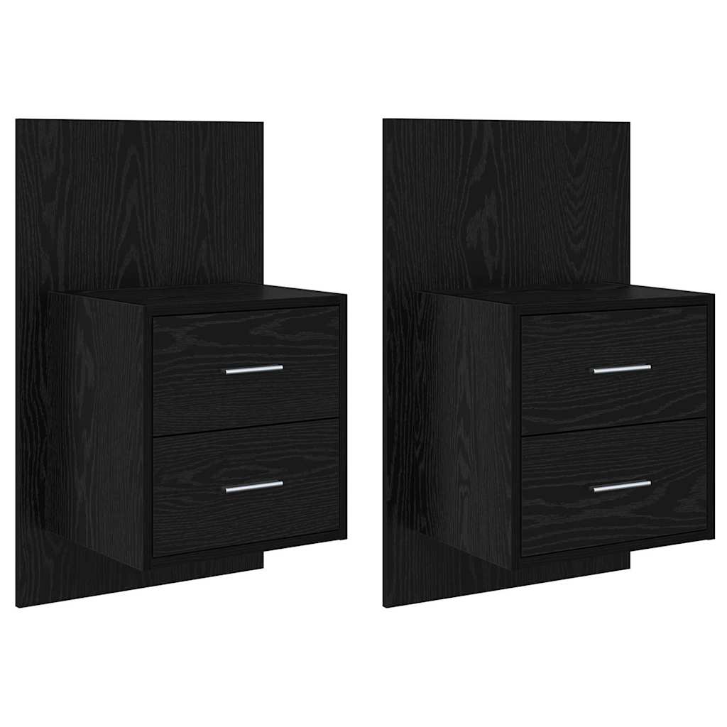 vidaXL Ścienny stolik nocny 2 pcs Czarny Dąb 48,5 x 32,5 x 80 cm