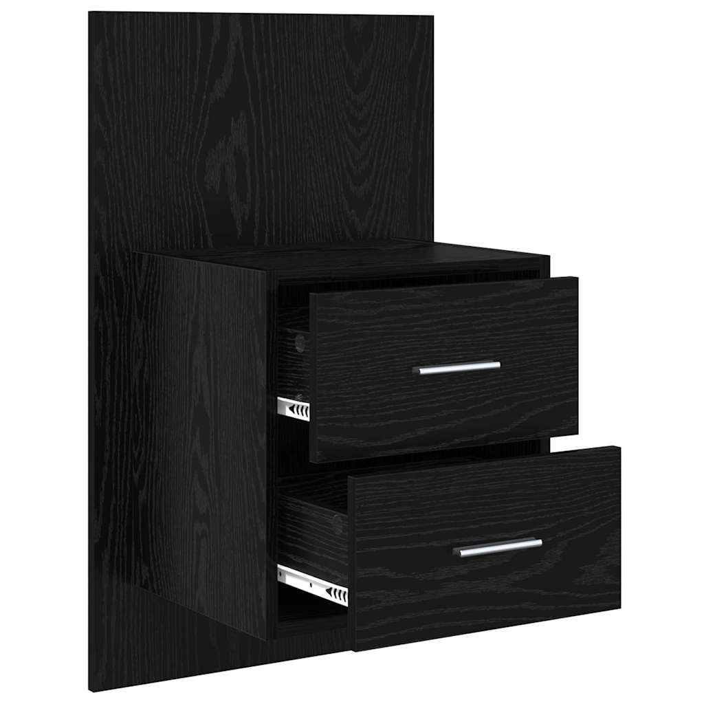 vidaXL Ścienny stolik nocny 2 pcs Czarny Dąb 48,5 x 32,5 x 80 cm