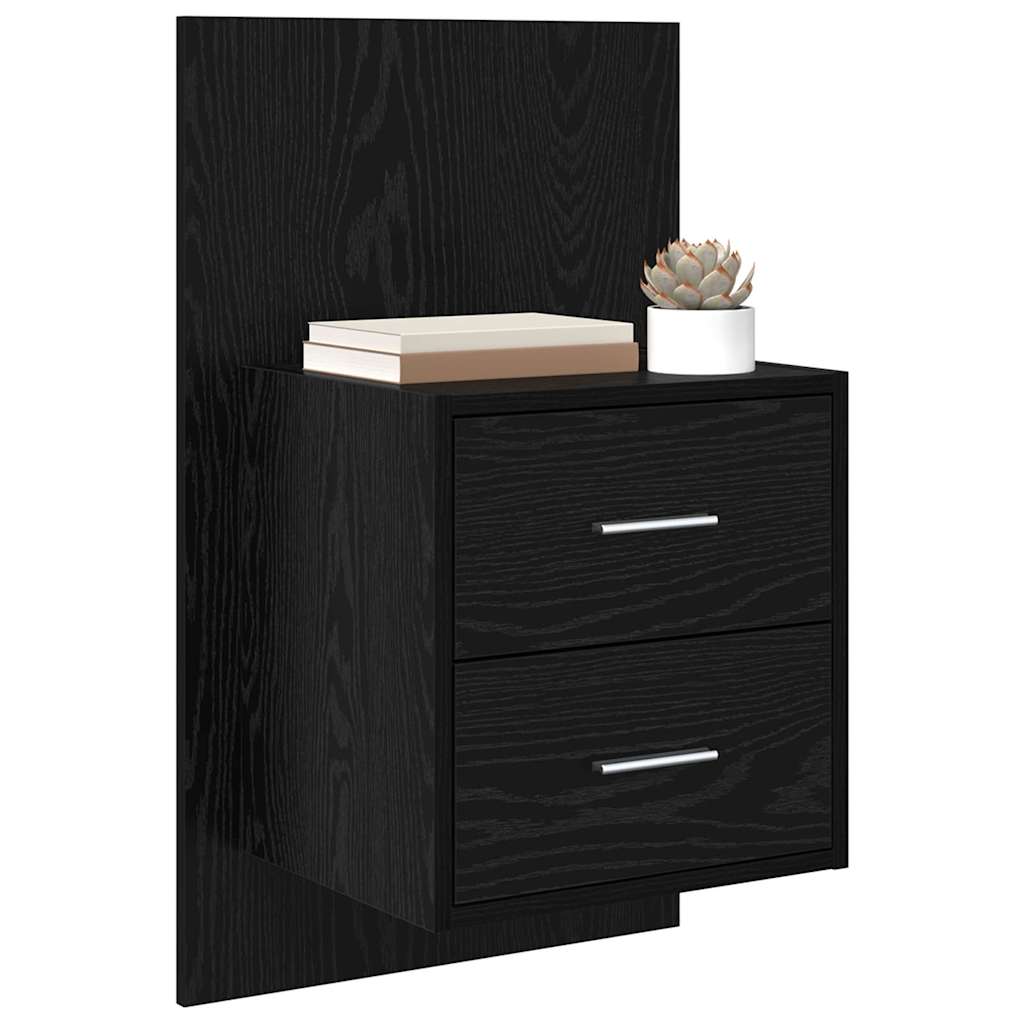 vidaXL Ścienny stolik nocny 2 pcs Czarny Dąb 48,5 x 32,5 x 80 cm