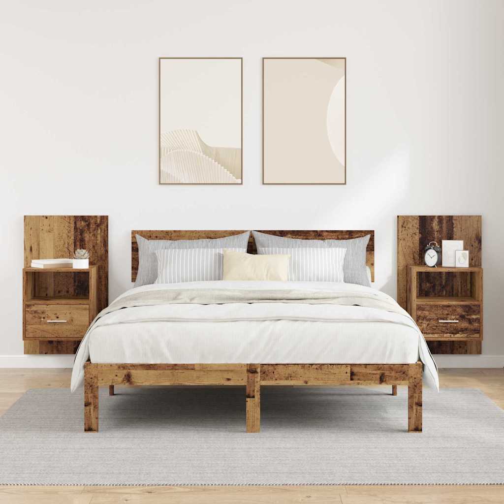 vidaXL Szafka Nocna z szufladą 2 pcs Stare drewno 50 x 32.5 x 80cm